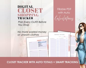 Interactive Closet Planner PDF Wardrobe Checklist Capsule Wardrobe Organizer Budget Tracker Printable