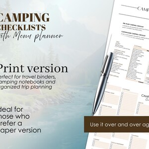 Camping Planner PDF: Fillable Checklist, Menu, Budget Tracker (Printable Format) image 12