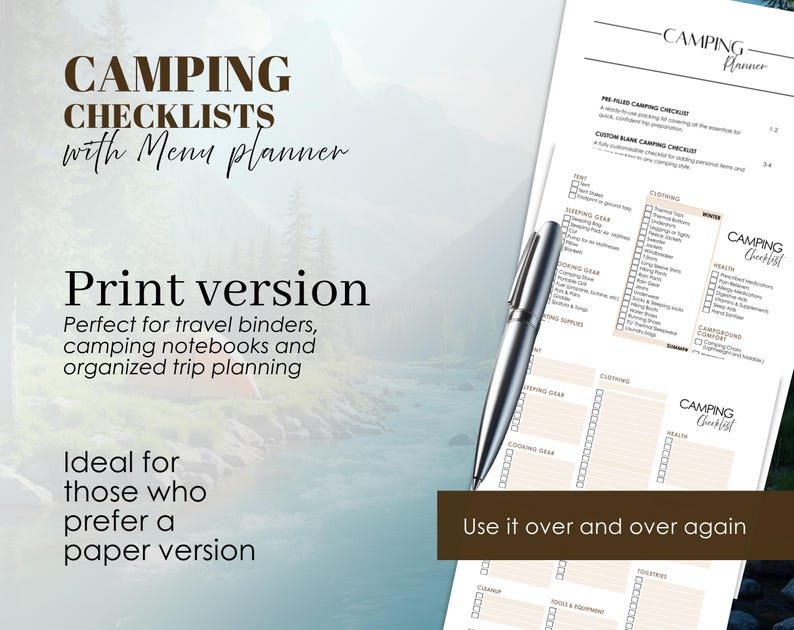 Camping Planner PDF: Fillable Checklist, Menu, Budget Tracker (Printable Format) image 12