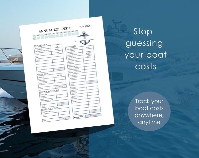 Boat Expense Tracker PDF: Fillable, Printable, Auto-calculating - Etsy