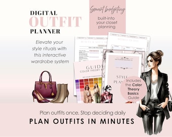 Outfit Planner PDF Fillable Capsule Wardrobe Style Guide Mood Board Auto Tracker Printable