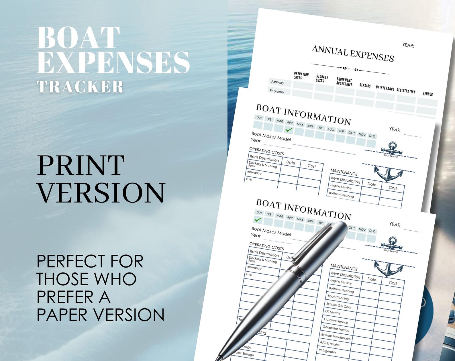 Boat Expense Tracker PDF: Fillable, Printable, Auto-calculating - Etsy