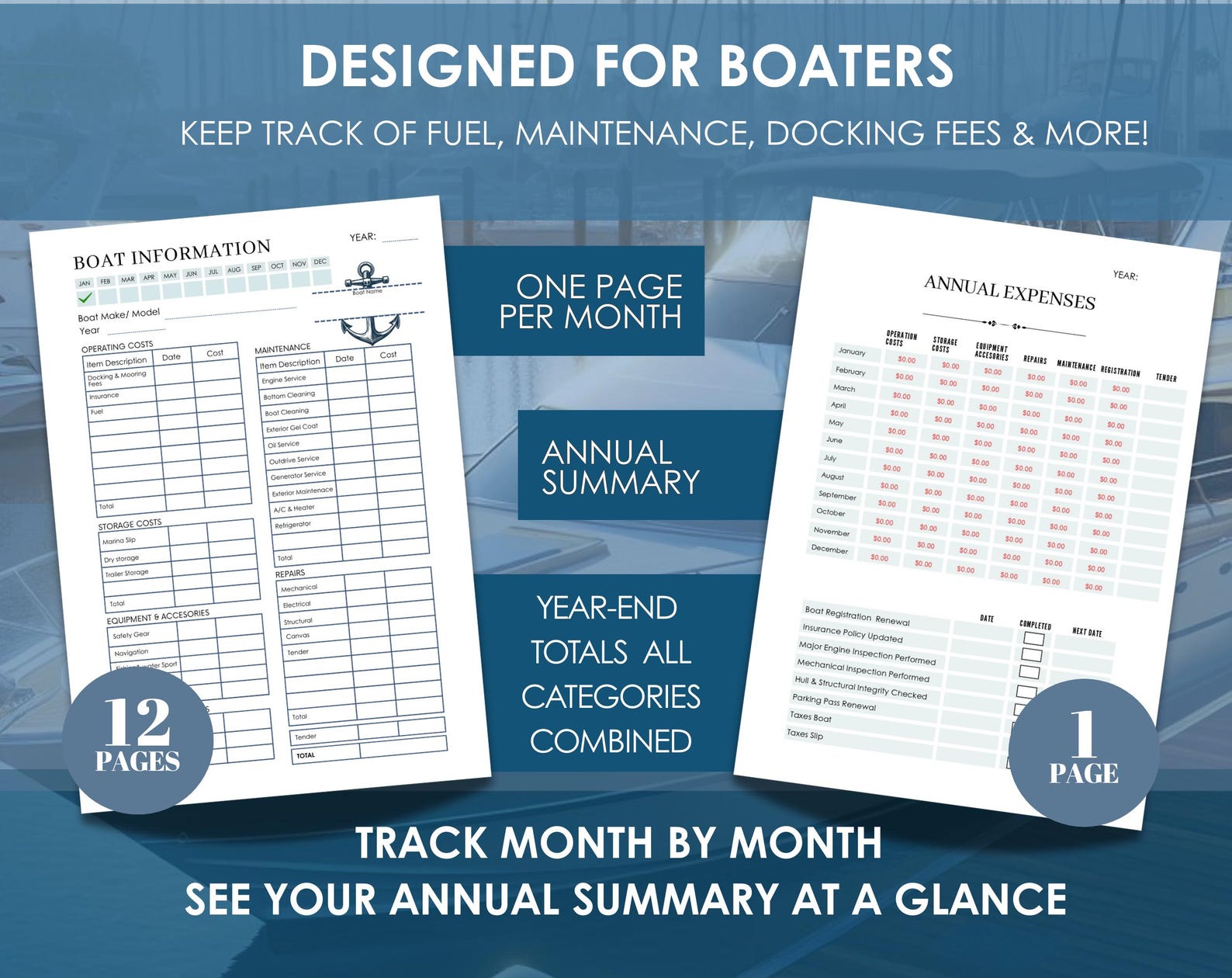 Boat Expense Tracker PDF: Fillable, Printable, Auto-calculating - Etsy