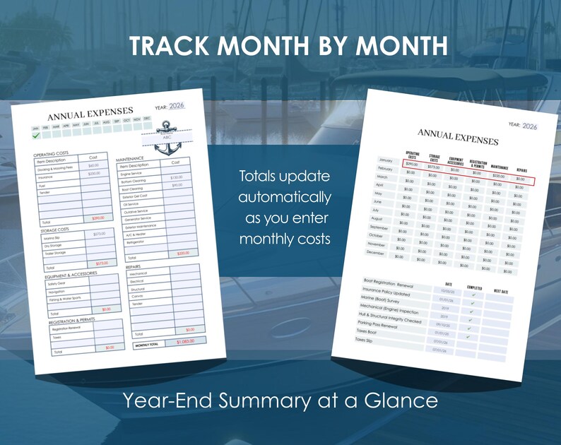 Boat Expense Tracker PDF: Fillable, Printable, Auto-calculating - Etsy