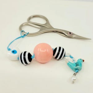VS Designs scissor fob-key fob- purse fob with blue bird charm