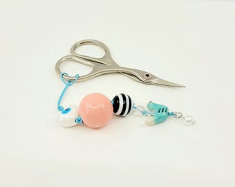 VS Designs scissor fob-key fob- purse fob with blue bird charm