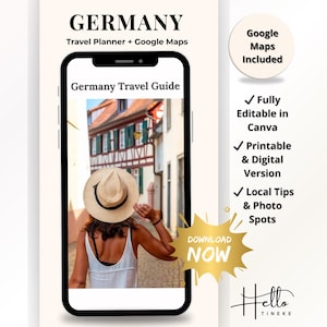 Guida di viaggio della Germania in PDF – Consigli culturali stampabili, frasi in tedesco, elenco dei cibi, cose essenziali da mettere in valigia e link a Google Maps – Download immediato