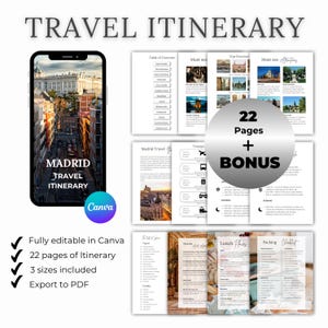 Itinéraire de voyage de 4 jours à Madrid + carte bonus de Tolède | Planificateur de voyage en Espagne | Guide de la ville numérique | Téléchargement PDF instantané