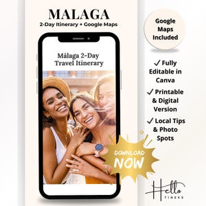 Malaga 2-Day Travel Itinerary Printable – Spain City Guide with Google Maps, Beaches, Food Spots, Hidden Gems, Top Sights and Local Tips