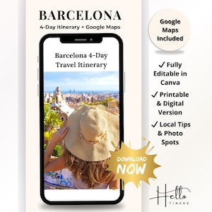 Barcelona 4-Day Travel Itinerary Printable – Digital Trip Planner with Google Maps, Top Sights, Local Tips and Hidden Gems – Travel Guide