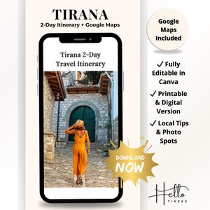 Itinéraire de voyage de 2 jours à Tirana (à imprimer) – Guide de voyage en Albanie avec Google Maps, restaurants, sites incontournables, conseils locaux et trésors cachés