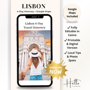 Itinerario imprimible de 4 días por Lisboa: guía de viaje con Google Maps, los mejores restaurantes, sitios para comer, consejos locales y atracciones principales.