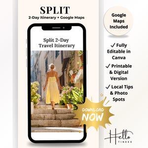 Split 2-Day Travel Itinerary Printable – Croatia City Guide with Google Maps, Beaches, Old Town Highlights, Hidden Gems and Local Tips