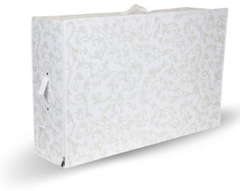Hoesh - Breathable White with Silver Floral Design Wedding Dress Box - Underbed Storage Boxes, Wedding Dress Storage Box, Personalized touch