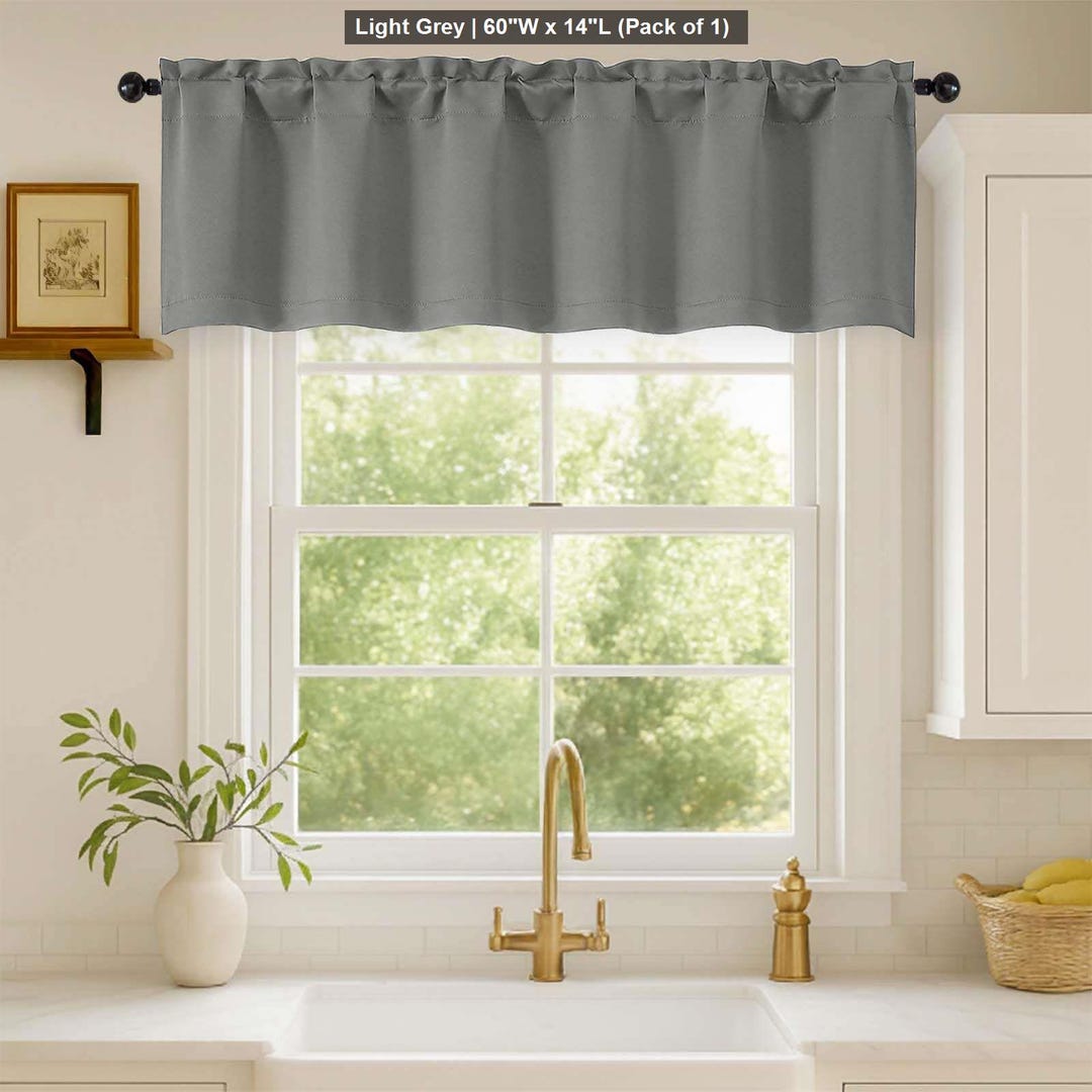 Blackout Valances for Windows 1 Piece, Soft Solid Thermal Insulated ...