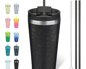 Insulated Tumbler with Lid and Straw Stainless Steel Tumblers Travel Coffee Mug Reusable Thermal Cup, Personalized touch