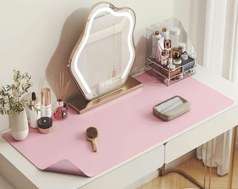 Makeup Mat for Vanity, Dual-Sided Leather Vanity Mat, Easy to Clean, Waterproof and Oilproof,Desk Pad Mat to Protect Va, Personalized touch