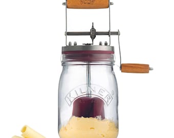 Butter Churner Set 1L Glass Jar with Hand Churning Mechanism and Recipe Booklet Ideal for Homemade Flavored Butter Perf, Personalized touch