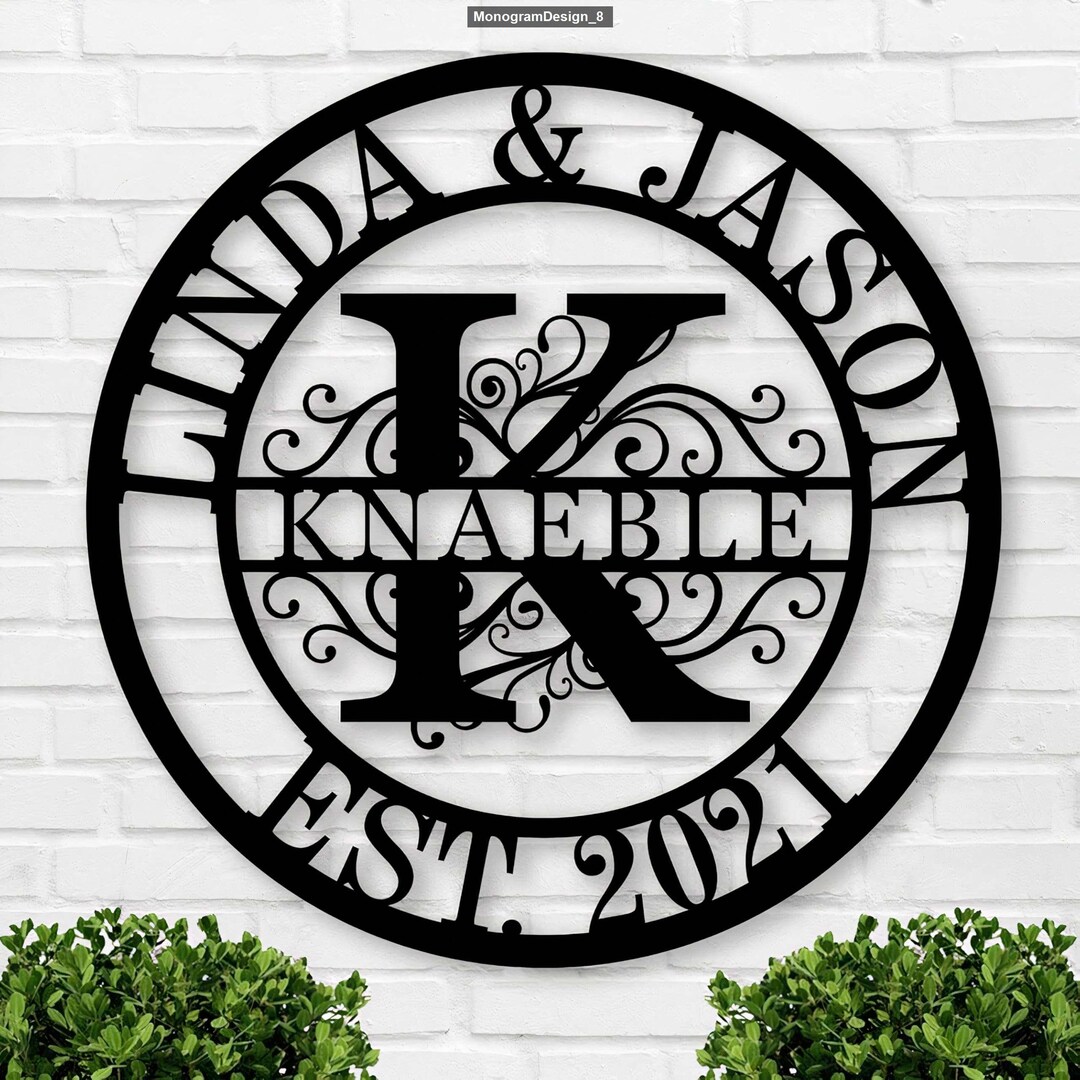 Personalized Metal Name Signs, Split Letter Monogram Wall Decor, Custom ...