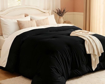 Edredones, Edredón acolchado para todas las estaciones, Edredón de plumón alternativo ultra suave con 4 pestañas, Ropa de cama ligera, Toque personalizado