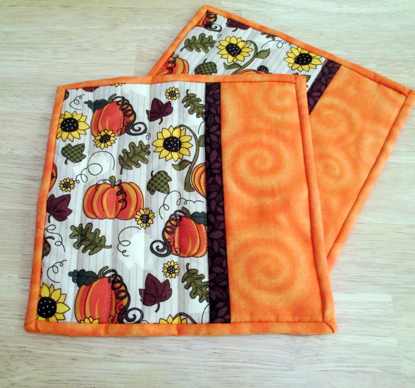 Fall/Autumn Mug Rugs Quilted Mug Rugs Snack Mats Pumpkin Etsy