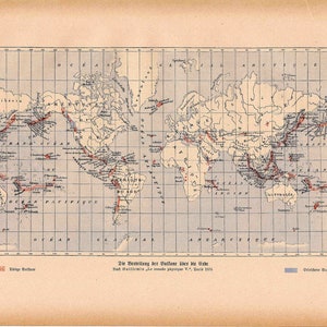 C. 1900 WELTKARTE • original antiker Druck • Kartenlithographie • Mercator-Projektion
