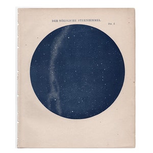 c. 1865 ESTRELLAS DEL NORTE impresión • impresión antigua original • impresión astronómica • impresión de estrellas • impresión de la Vía Láctea • impresión celeste azul • mapa estelar