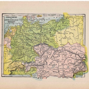 1910 年頃のドイツ帝国地図 - オリジナルのアンティーク プリント - 世界地図 - 国際地図作成 - オーストリア ハンガリー