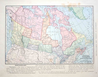 CANADA MAP c.1887 - original antique map • antique print • map of Canada • antique Canadian map