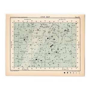 c. 1910 Litografía del MAPA ESTELAR • impresión antigua original • impresión celestial • impresión astronómica • impresión de constelaciones • mapa estelar n.º 59