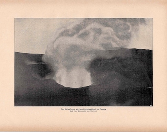 c. 1900 VOLCANO ASH lithograph • original antique print • erupting volcano • lava print • magma print • volcanoes print