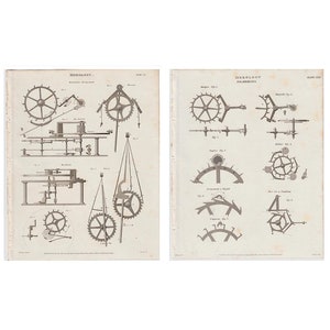 c. 1816 HOROLOGY engravings • original antique prints • Chronometry • time print • clock making print •clock anatomy • horologist • set of 2