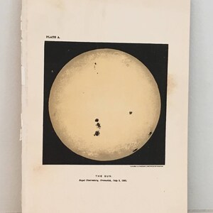 c. 1900 THE SUN  lithograph • original antique print • celestial print • astronomy print • solar print - lots of aging!