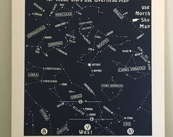 STAR MAP lithograph c. 1972 - original vintage print - celestial print • astronomy print - constellation map • star chart - night sky - #151