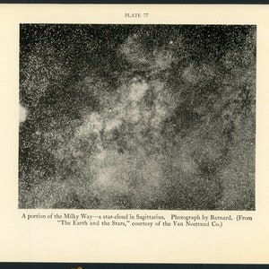 c. 1934 MILKY WAY Lithographie • Original Vintage Druck - Astronomie Druck • Himmelsdruck • auf der Rückseite sind Sterne im Sternbild Herkules