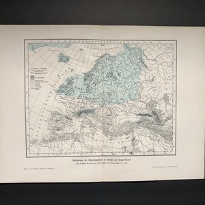 c. 1900 EUROPE MAP LITHOGRAPH original antique print - view from the 19th century