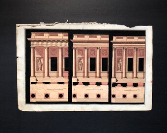 1757 architecture original antique french hand coloured engraving - horizontal structure