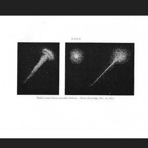 c. 1934 BIELA&#39;S COMET lithograph • original vintage print • astronomy  print • celestial print • vintage lithograph