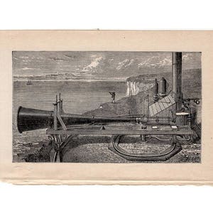 c. 1900 FOG SIREN print- original antique science print - acoustic machines & apparatus - sound machines • physics of sound