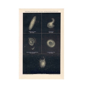 c. 1894 NEBULAE print original antique celestial print astronomy print nebula print star clusters print image 1
