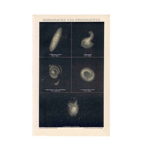 ca. 1894 NEBULAE Druck • original antike himmlische Druck • Astronomie Druck • Nebel Druck • Sternhaufen Druck