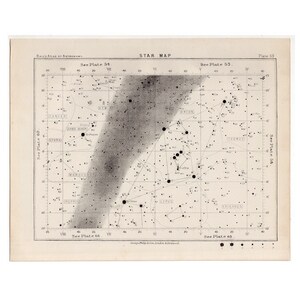 c. 1892 STAR MAP 59 • originele antieke print • astronomieprint • hemelse print • sterrenbeeldafdruk • sterrenkaart • hemels decor