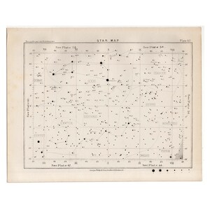 c. 1892 STERNENKARTE 60 Lithographie • Antiker Originaldruck • Astronomiedruck • Himmelsbild • Sternbilddruck • Sternenkarte • Himmelsdekor