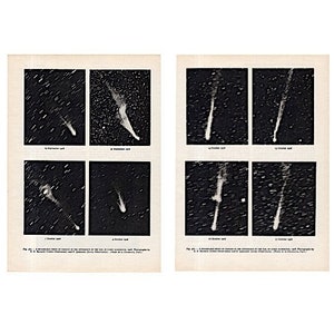 c. 1959 MOREHOUSE COMET lithographs - original vintage prints - celestial astronomy - changes in the tail of the comet in 1908