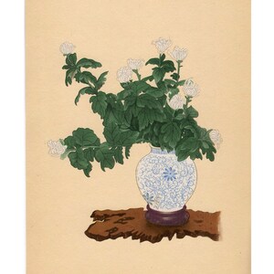 c. 1935 IKEBANA BOTANICAL lithograph • original vintage print • Japanese floral design • flower arrangement • kadō • botany • Ohara School