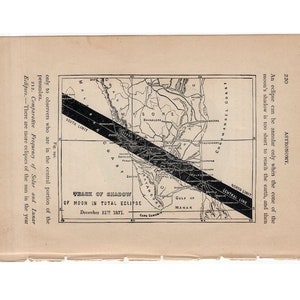 Antike Druck • LUNAR ECLIPSE Druck • c.1882 • original antike Astronomie Druck • himmlischen Druck • Spur des Schattens des Mondes in totaler Finsternis
