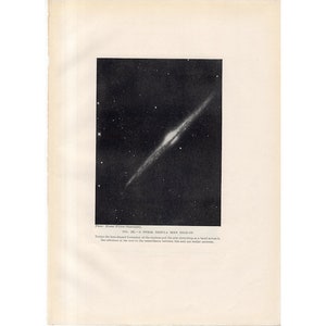 c. 1922• SPIRAL NEBULA print • original antique astronomy print • seen on its side • space dust • nebulae print • celestial print