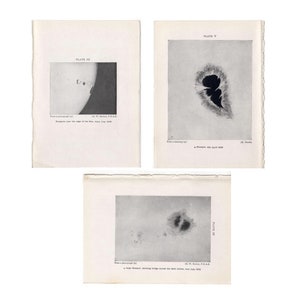 c. 1911 THE SUN lithographs • set of 3 original antique prints • astronomy prints - celestial prints - solar system prints - Sun prints