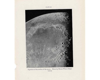 c. 1934 MOON lithograph - SURFACE & the planets surface - original vintage celestial astronomy