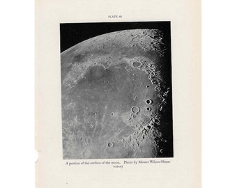 c. 1934 LUNA litografía - SURFACE & the planets surface - original vintage celestial astronomy